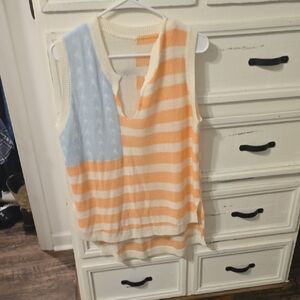 Orange and White Striped Sweater Vest